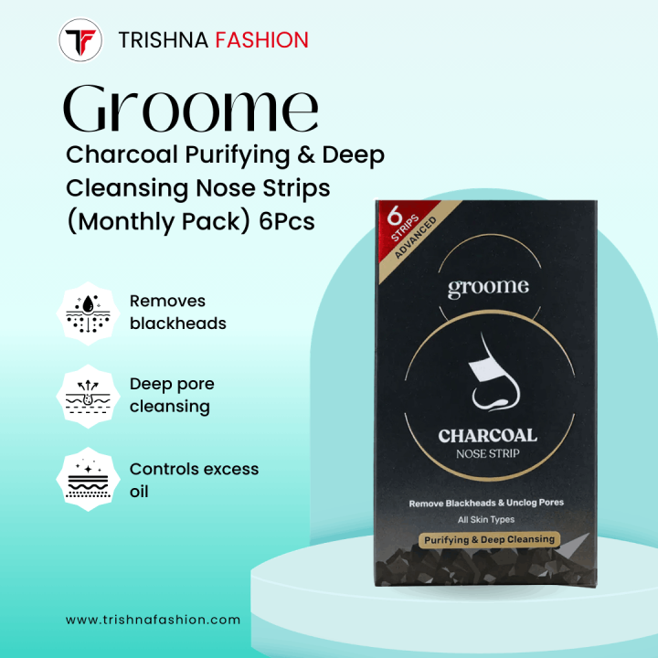 Groome Charcoal Purifying & Deep Cleansing Nose Strips (Monthly Pack) – 6pcs